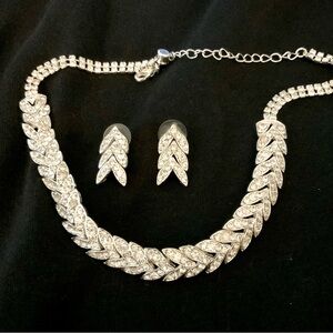 Costume bangle bracelet or choker with matching pierced earrings